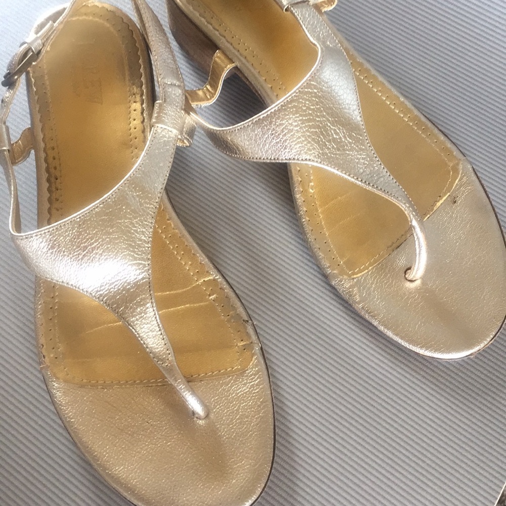 JCrew gold leather sandals